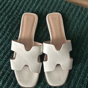 White Slide Sandals - Women